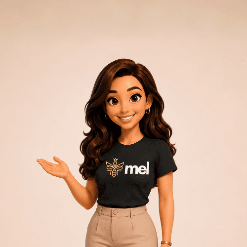 Avatar da Melissa, assistente de IA do Grupo MEL, usado no widget de chat do site